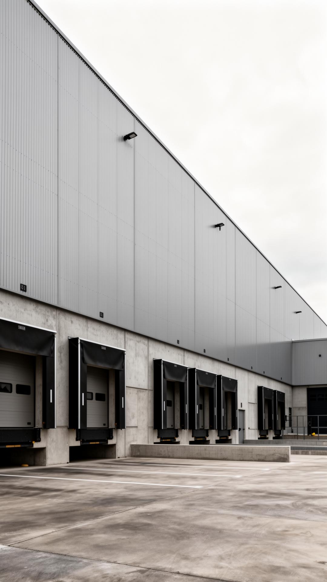 Modern logistics warehouse with loading docks in Krakow